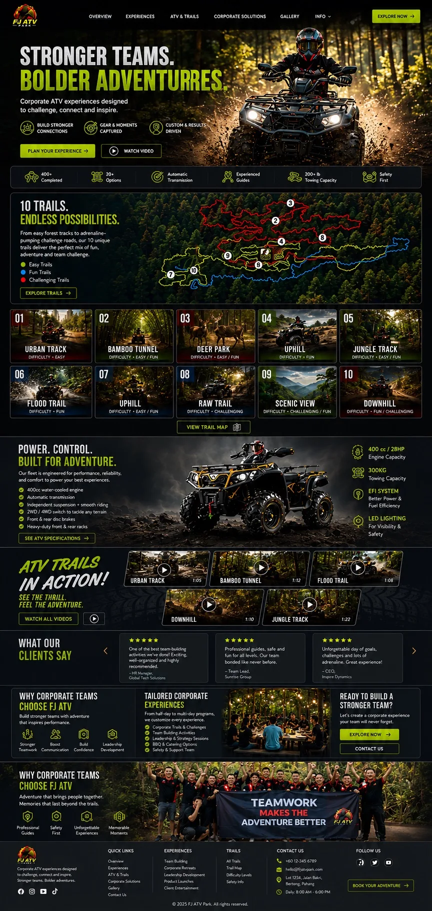 Conversion-focused website and booking funnel design for a corporate ATV experience